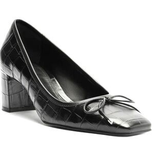 SCHUTZ ARISSA CROCODILE EMBOSSED LEATHER PUMPS